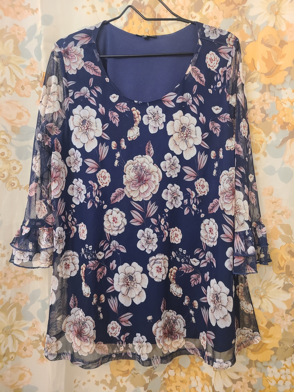 Papermoon Navy Floral Flowy Blouse
